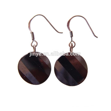 Fashion Black Designs Round Black Zircon Hoop Earrings